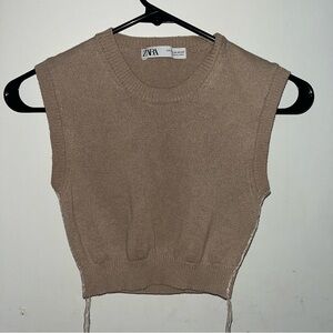 Zara Sleeveless Knit Tank Top in Taupe